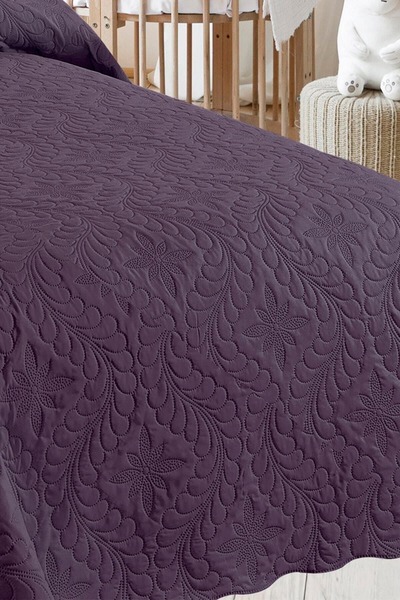 ŞENER HOME Cover Ivy Plum Single Size Microfiber Quilted Bedspread