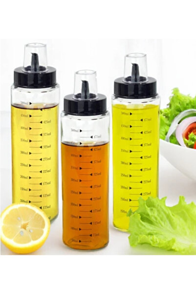 abenim 3 Adet Isıya Dayanıklı Cam 500ml Damlatmaz Akıllı Sirkelik Yağlık Yağd...