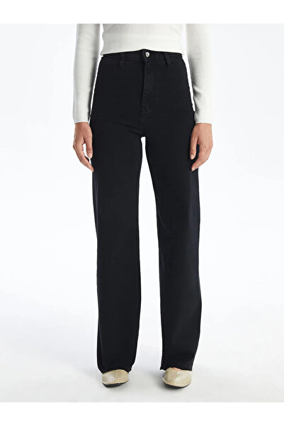 LC Waikiki LCW Jeans Siyah Wideleg Kadın Jean Pantolon