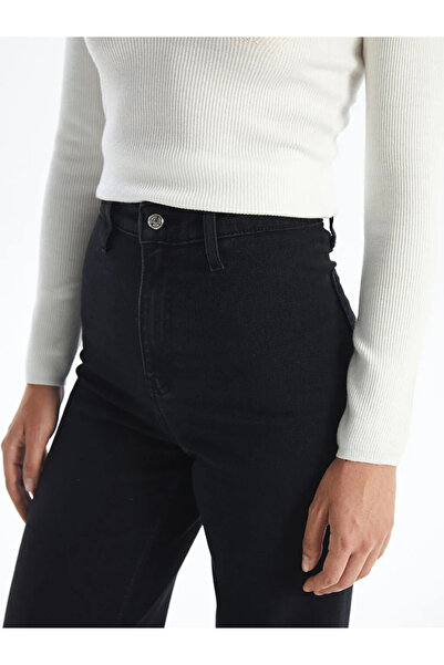 LC Waikiki LCW Jeans Siyah Wideleg Kadın Jean Pantolon