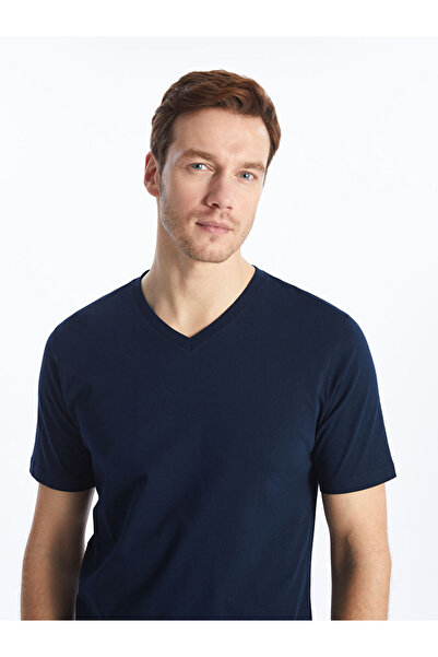 LC Waikiki Navy Blue V-Neck Short Sleeve Men's T-Shirt