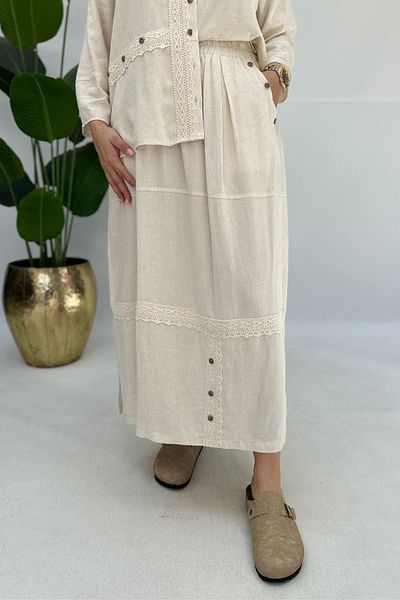 GÖKSEL Natural Linen Skirt