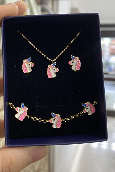 Erer Gümüş Gümüş unicron çocuk kolye küpe ve bileklik takım