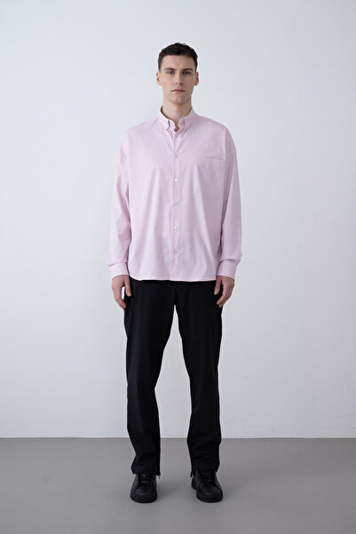 İLKCET MODA Сезонна смугаста чоловіча сорочка оверсайз