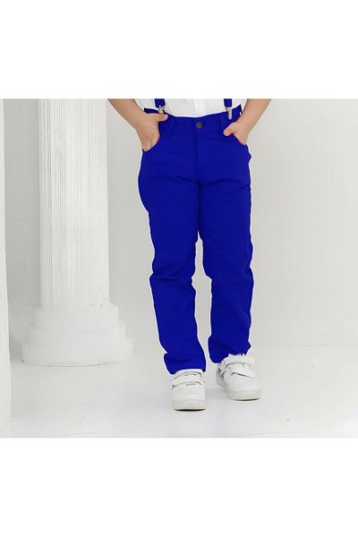Trendy Mall Saks Blue Lycra Boy's Trousers