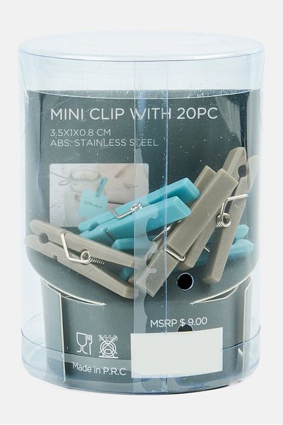 BEBEHOME 20 Pieces Mini Clip 3,5 x 1 x 0,8 cm, Grey