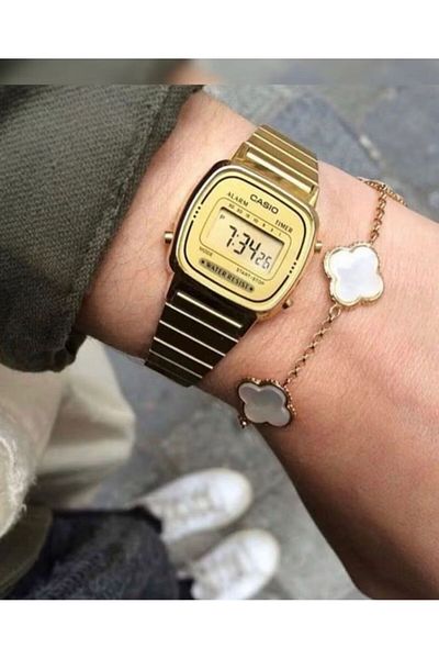 Casio Casio Women's Digital Watch with Stainless Steel Strap LA670WGA-9DF - Gold