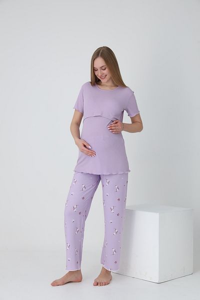 Miss Dünya Lissa Short Sleeve Bottom Pajamas Printed Maternity and Maternity Pajamas Set Suitable for Breastfeeding