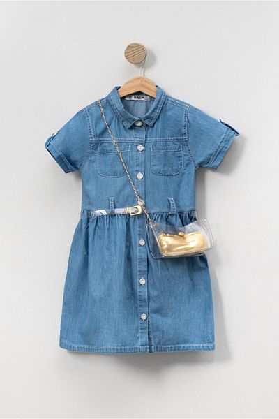 Pasur Bebe Girl's Jeans Jeans Dress with Bag -2204
