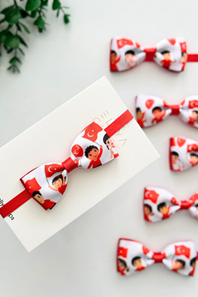 Eliya Clips 23 Nisan Erkek Çocuk Papyonu,bayrak Desenli Papyon, 29 Ekim Papyon, Erkek Çocuk Gösteri Papyonu