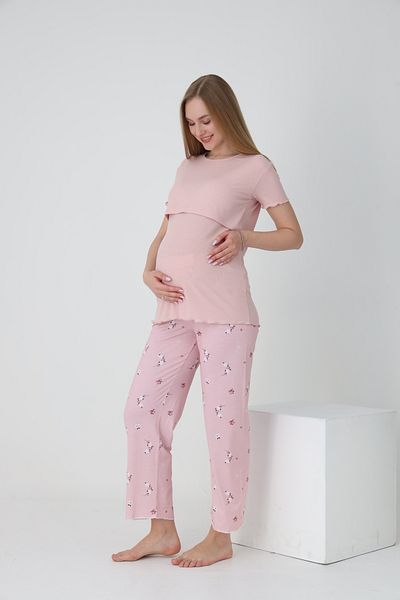 Miss Dünya Lissa Short Sleeve Bottom Pajamas Printed Maternity and Maternity Pajamas Set Suitable for Breastfeeding