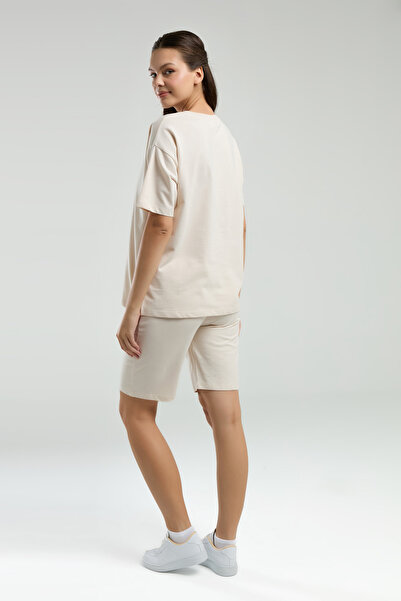 Rolypoly Жіночий комплект бермудів, 100% бавовна супрем, короткий рукав, комір-стійка