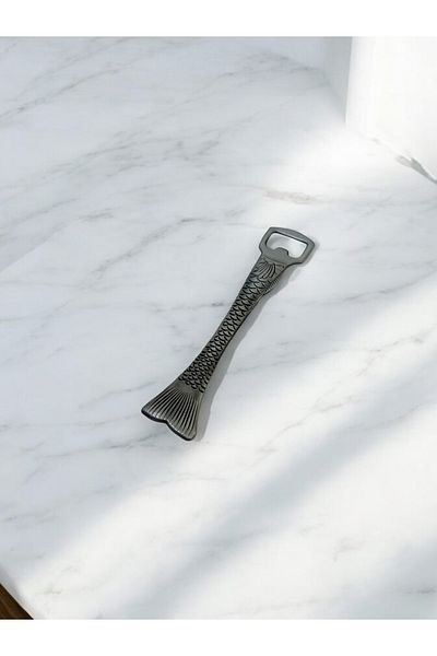 Attariye Fish Shape Bottle Opener Decor for Restaurants Brass 18 cm Big Accessory Sa-101 Silver Color
