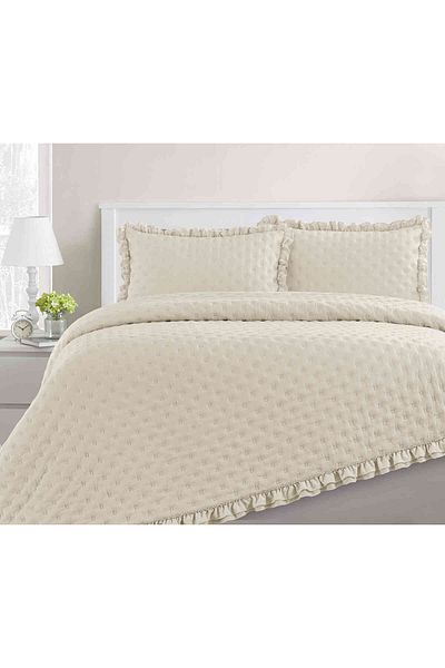 Kunzita Home طقم سها مايكروفايبر مريح كريمي 180×240 سم