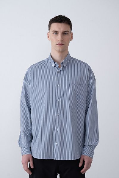 İLKCET MODA Εποχιακό ριγέ ανδρικό πουκάμισο oversize