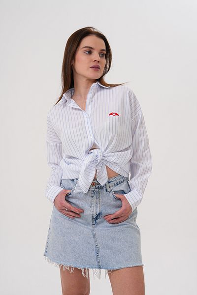 Amorti 🔹   Cămașă oversize cu dungi pentru femei – Eleganță atemporală - Brodată 🔹