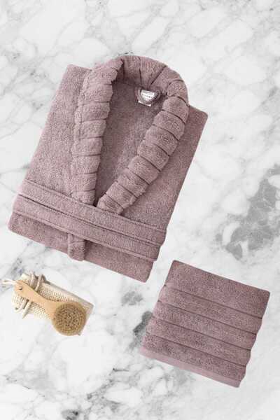 ALPACO AquaLoom Lüx Жіночий халат і рушник, 100% бавовна, чорно-фіолетовий