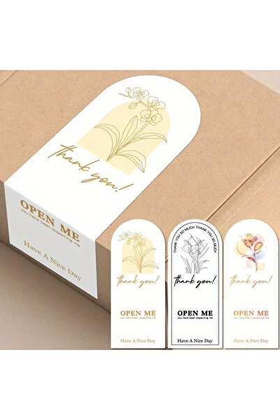 Store 20 adet Çiçek Baskılı Dikdörtgen Paketleme Etiketi 6x15cm