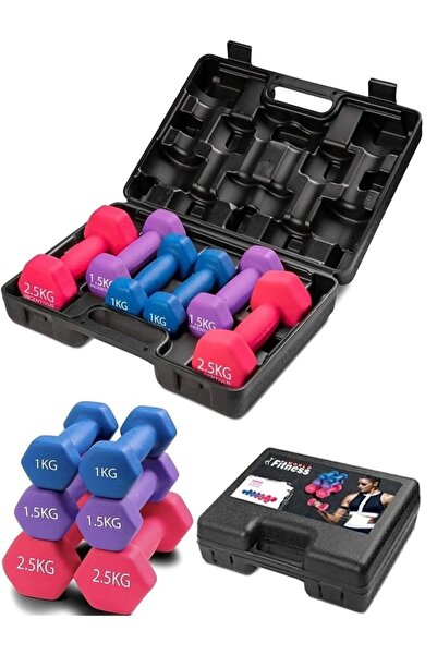 Fitness World طقم دمبل، 10 كجم، متعدد الألوان، حقيبة دمبل وأوزان من