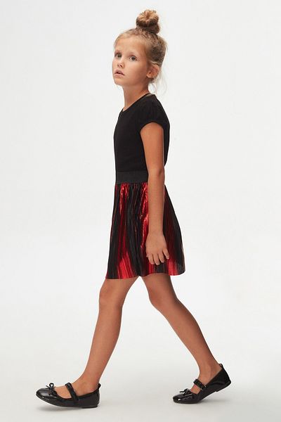 LOVETTI Red Black Edita Degrede Pleated Mini Skirt