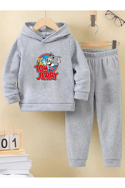makiteks Σετ φόρμας για κορίτσια και αγόρια Shorts Unisex για 5-12 χρονών Tom Jerry