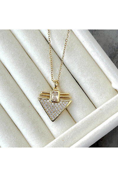 TUGASAN ONLİNE قلادة من الفولاذ المثلث بحجر الزركون 316L