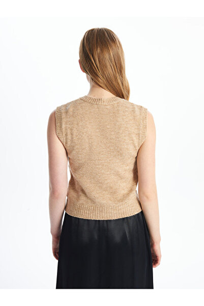 LC Waikiki Kadın V Yaka Düz Triko Süveter