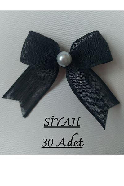 SEVİMLİ TASARİMLAR Προκατασκευασμένος φιόγκος με λινό κορδέλα Napoli με λεπτομέρεια μαργαριταριού (30 τεμάχια)