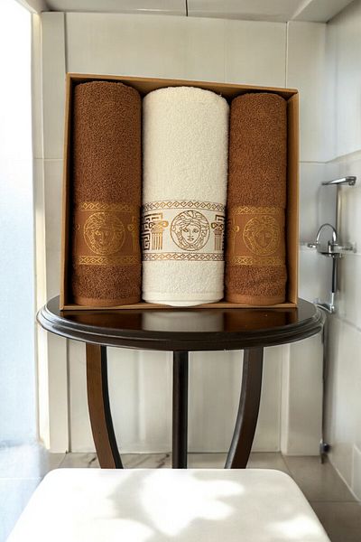 Valoroso Tekstil Medusa Motif 3-Piece Bath Towel Set / 3-Piece Bath Set 100% Cotton