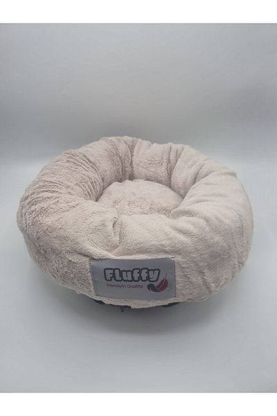 fluffy Cat Dog Bagel Bed with Soft,Anti-Stress,Plush,Padded with Zipper,Fluffy,Non-Slip Base