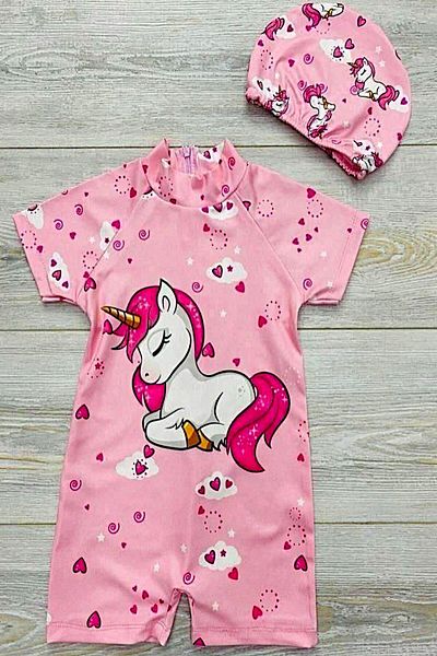 DeKuBaby New Season Cute Character Printed Boned Fast Drying Featured Girl's Jumpsuit Swimsuit