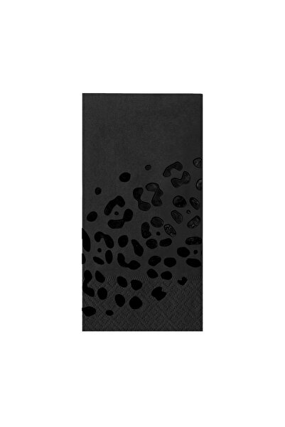 Story 33x33 cm Siyah Varak Leopar Safari Parti Desenli 16'lı 1/8 Katlama Siya...