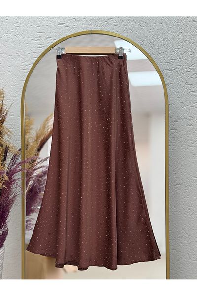 Ebrar Store Σατέν φούστα Neşe Stone Sara-BN4390 Καφέ