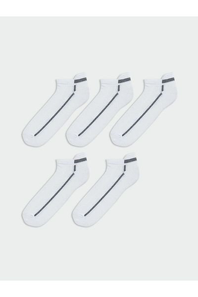 LC Waikiki White Striped Men's Booties Socks 5 Pack