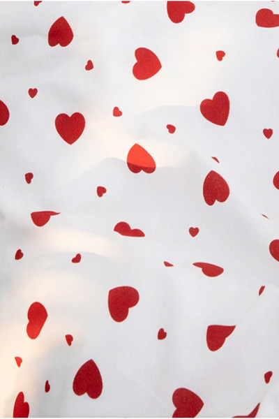 ÇIQRIK HOME Single Ranforce Duvet Cover Set with Elastic Sheets Crispy Heart Pattern