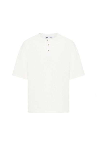 Vamos Buttoned Collar Oversize T-Shirt Ecru Model Gh9688