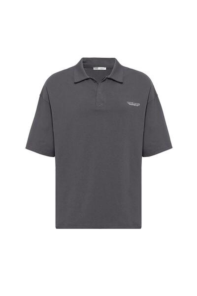 Generic Brand Polo collar Oversized t-shirt smoked