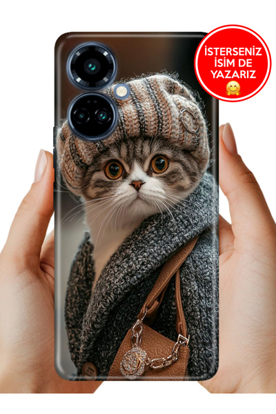 TECNO Camon 19 Pro Kılıf Desenli Baskılı Kamera Korumalı Silikon Parisli Kedi...