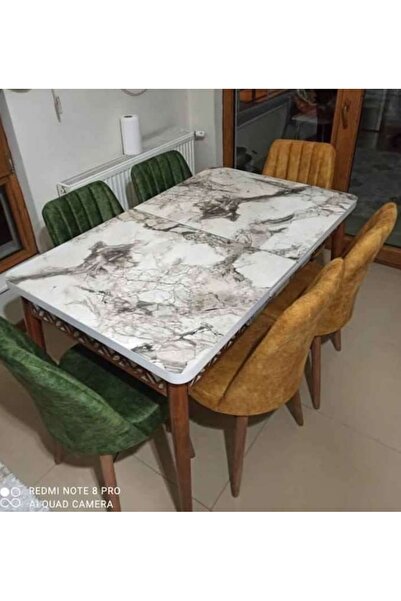 PalmirAtic Masa takımı 6 adet lüks sandalyeli açılır masa seti