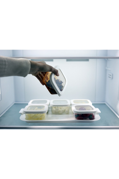 Buclee 7 Piece Breakfast Set with Tray Airtight Silicone Lids Storage Containers