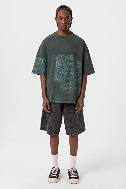 Vamos Πλενόμενο μπλουζάκι oversized με λαιμόκοψη