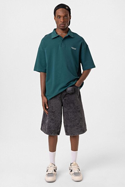 Vamos تي شيرت بياقة بولو مقاس كبير بترولي