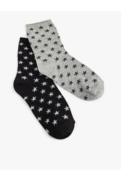 Koton Set of 2 Star Patterned Multicolored Socks