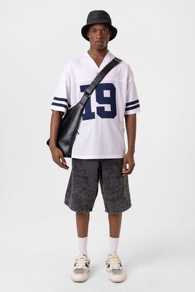 Vamos oversized με τύπωμα Μπλουζάκι Φανέλα Λευκό