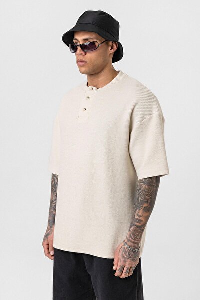 Vamos Μπλουζάκι με κουμπιά oversized Stone