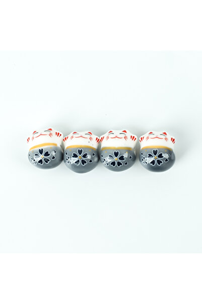 yfhobi 1 Adet - 15 mm Şans Kedisi Porselen Boncuk, Gri Renk Porselen Takı Apa...