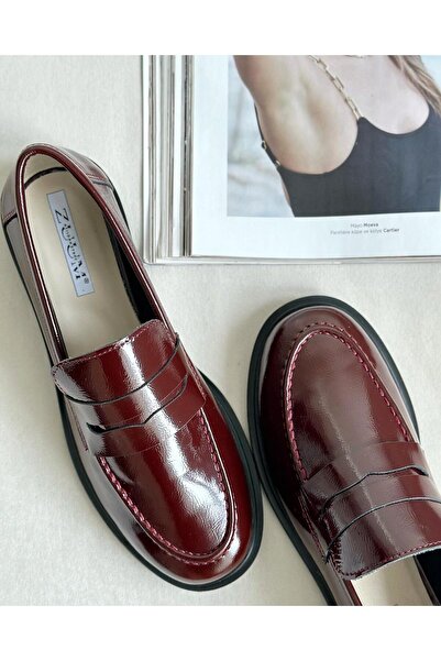 Zuum Дамски мокасини Maris от лачена кожа в червено бордо