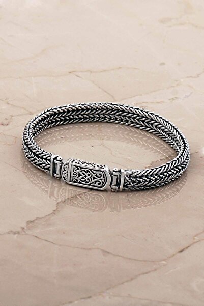 Sümer Telkari Örgü Elişi 21 Cm 925 Ayar Gümüş Erkek Bileklik 4769