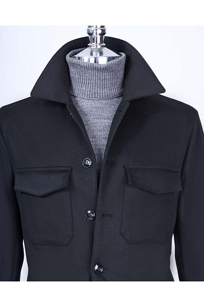 TerziAdemAltun Jachetă sport slim fit în stil italian pentru bărbați, neagră T13477