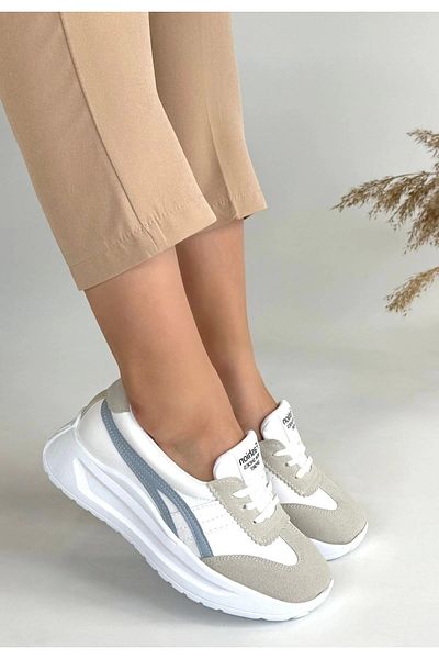 Erbilden Zitta White Skin Blue Detailed Sports Shoes